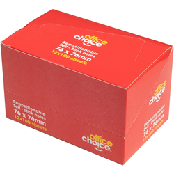 Office Choice Repositionable Sticky Notes 100 Sheets Yellow 76 x 76mm EACH or buy 12 to get a Box