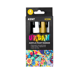 KENT URBAN PAINT MARKERS 6MM NIB ICON PK4