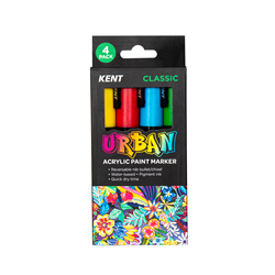 KENT URBAN PAINT MARKERS 6MM NIB CLASSIC PK4