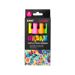 KENT URBAN PAINT MARKERS 6MM NIB FLUORO PK4
