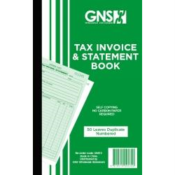 INVOICE/STATEMENT BOOK GNS 9572 8X5 DUPLICATE CARBONLESS 50LF Pkt 5 or Each