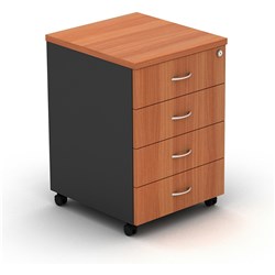 OM Mobile Pedestal 4 Drawer 468W x 510D x 685mmH Cherry And Charcoal
