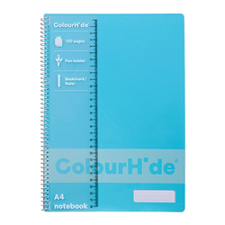 ColourHide Spiral Notebook A4 Side Bound 120 Page Sky Blue