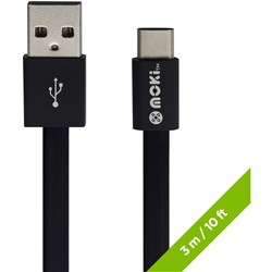 Moki King Size Type-C To USB SynCharge Cable 3 Metre Black 