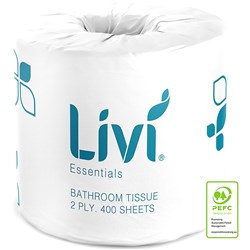 Livi Essentials Toilet Paper Rolls 2 ply 400 Sheets Box of 48  1001