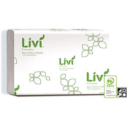 Livi 7200 Everyday Hand Towel Multifold 1 Ply 200 Sheets Box of 20  230w x 240L 7200   5506 Dispenser