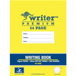 Writer Premium Writing Book 245x330mm 18mm Dotted Thirds 64 Pages Monkey