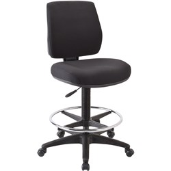 Buro Roma Mid Back Drafting Chair with Foot Ring Black Fabric Seat and Back