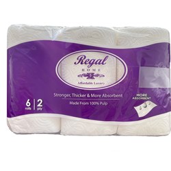 Regal 2 Ply Virgin Kitchen Towel 60 Sheet Carton of 3 x 6 Pack