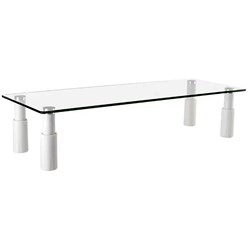 Ergovida ESS-101 Glass Top Monitor Stand Rectangular With Four Height Adjustable White Legs