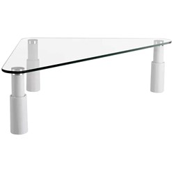 Ergovida ESS-102 Glass Top Monitor Stand Triangular With Three Height Adjustable White Legs