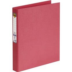 Marbig Linen PE Binder A4 2D Ring 25mm Coral 