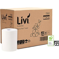 Livi Everyday Hand Towel Roll 1 Ply 80m Carton of 16  7202