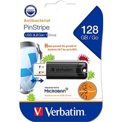 Verbatim Store 'n' Go Pinstripe USB Drive 3.2 128GB With Microban Black