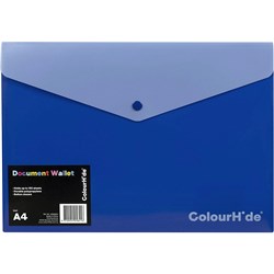 Colourhide Document Wallet  with Button PP A4  Blue