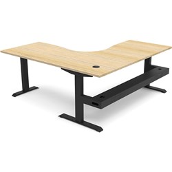 Rapidline Boost Static Corner Workstation + Tray 1800/1500W x 750D x 730mmH Oak/Black