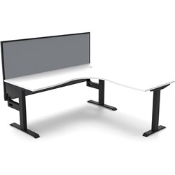 Rapidline Boost Static Corner Workstation+Screen 1800/1500W x 750D x 1330mmH White/Black