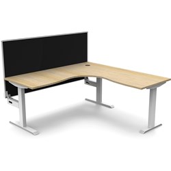 Rapidline Boost Static Corner Workstation+Screen 1800/1500W x 750D x 1330mmH Oak/White