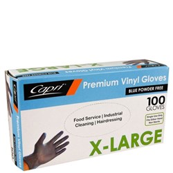 Capri Premium Vinyl Gloves Powder Free Extra Large Blue Pack Of 100