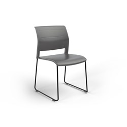 OLG Game Chair Black Sled Base Charcoal Poly Seat And Back 