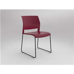 OLG Game Chair Black Sled Base Red Poly Seat And Back 