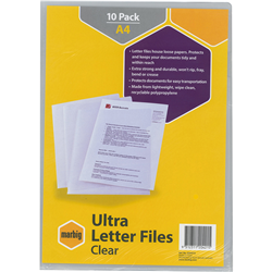 MARBIG LETTER FILE A4 Glass Clear Pk10 