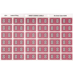 Avery Numeric Coding Label 8 Side Tab 25x38mm Mauve Pack Of 180