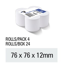 Victory 609 Paper Cash Register/EFTPOS Rolls 76 x 76 x 12mm Thermal Pack Of 4