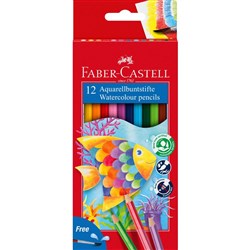 Faber-Castell Watercolour Pencils With Brush Assorted Pack of 12