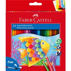 Faber-Castell Watercolour Pencils With Brush Assorted Pack of 24
