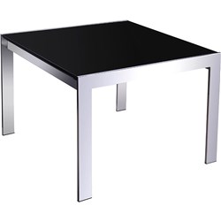 Rapidline Glass Coffee Table 600W x 600D x 450mmH  Black Top Chrome Frame
