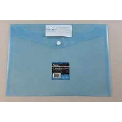 PROTEXT A4 DOCUMENT POCKET Poly Button Closure Blue 