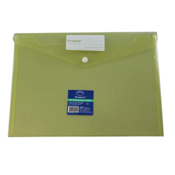 PROTEXT A4 DOCUMENT POCKET Poly Button Closure Yellow 