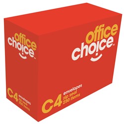 Office Choice C4 Envelopes 324x229mm Strip Seal White 100gsm Box Of 250