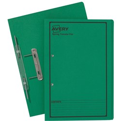 Avery Spring Transfer File Foolscap Green With Black Print