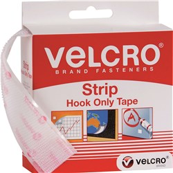 Velcro&reg; Brand Stick On Hook Only 25mm x 3.6m Tape With Dispenser White