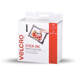 Velcro&reg; Brand Stick On Hook & Loop 19mm x 1.8m Strip With Dispenser White