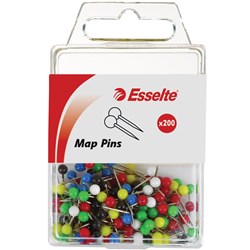 Esselte Map Pins Assorted Colours Pack Of 200 