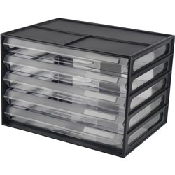 Italplast A4 Document Cabinet 5 Drawer Black & Clear  