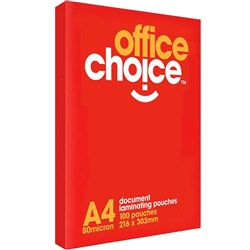 Office Choice Laminating Pouches A4 80 Micron Pack of 100