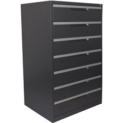 Steelco Steel Multimedia Storage Cabinet 7 Drawer 790W x 620D x 1370mmH Silver Grey
