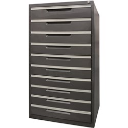 Steelco Steel Multimedia Storage Cabinet 10 Drawer 710W x 620D x 1370mmH Silver Grey