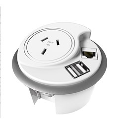 Rapidline In Desk Module Kit 1 GPO + 1 Data Provision + 2  USB 1500mm Lead White