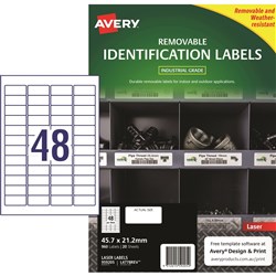Avery Identification Removable Heavy Duty Laser White L4778 45.7x21.2mm 48UP 960 Labels