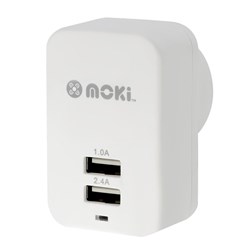 Moki Dual USB Wall Charger White 