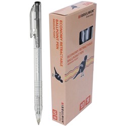 Bibbulmun Retractable Ballpoint Economy Pen Medium 1mm Black Buy 12 for a Pack